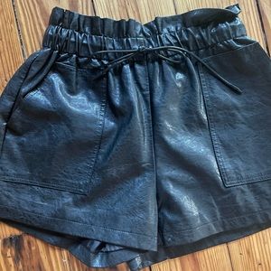Pleather Black Shorts
